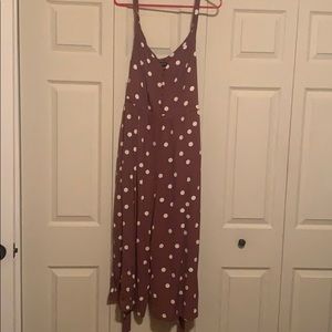 Torrid mauve polka dot challis tie front jumpsuit
